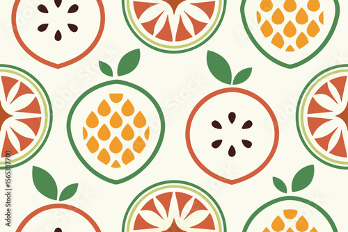 Vibrant Sliced Apples and Assorted Fruit Seamless Pattern