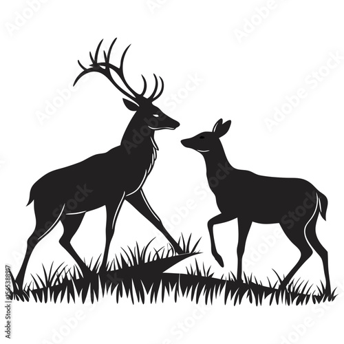Black and White Deer Illustration