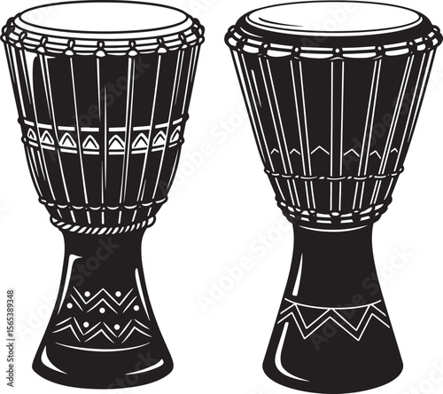 Traditional African drum silhouette vector illustration