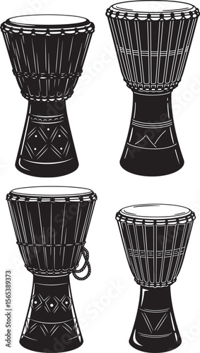 African drum tribal percussion vector illustration