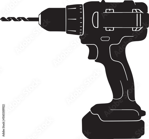Handheld power drill machine vector illustration