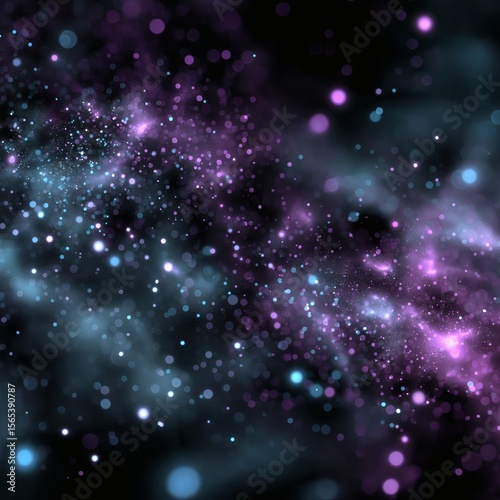 Celestial Glitter: A cosmic dance of blue and violet light particles.