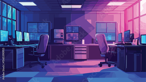 Modern Call Center Design in Flat Vector Illustration