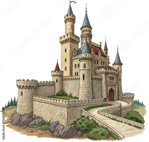 Medieval Castle, transparent background, isolated image




