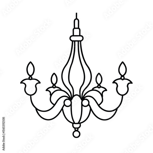elegant chandelier outline line art vector 
