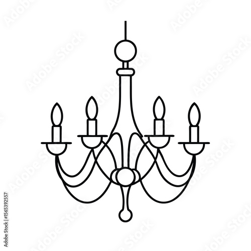 elegant chandelier outline line art vector 