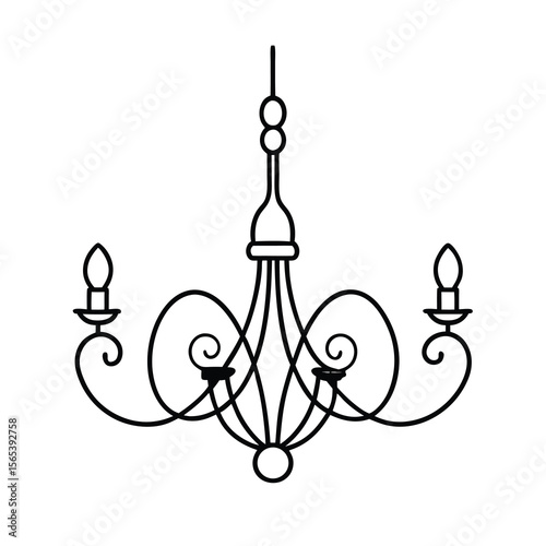 elegant chandelier outline line art vector 
