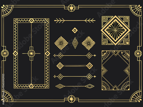 A sophisticated vector set featuring antique gold and black ornate frames, ideal for vintage invitations or decorative book covers