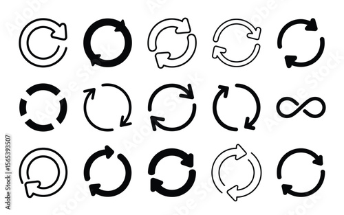 Clean Vector Loop, Repeat, and Infinity Icons for Digital Design