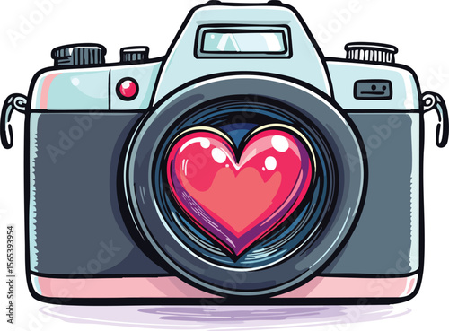 Digital camera lens capturing love a symbol of romantic photography and affection.