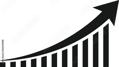 Upward Growth Chart with Rising Arrow – Business Success and Financial Progress Vector Illustration