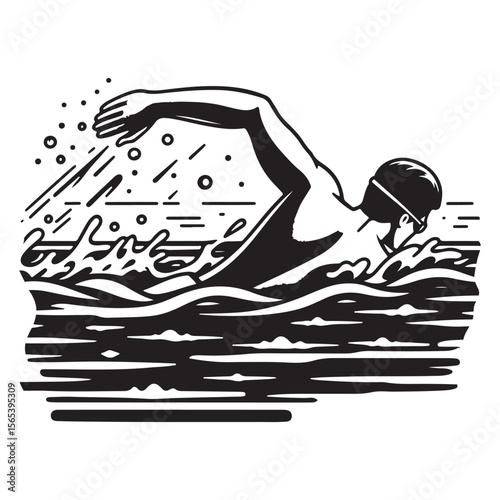 A muscular male swimmer is swimming in a swimming pool vector image