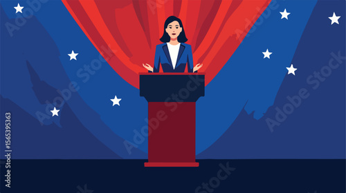 Empowered Candidate Woman Speaks Out Loud for Votes Campaign