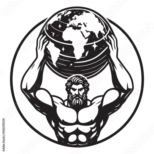 Greek God Titan Atlas holding planet earth in his hands vector image