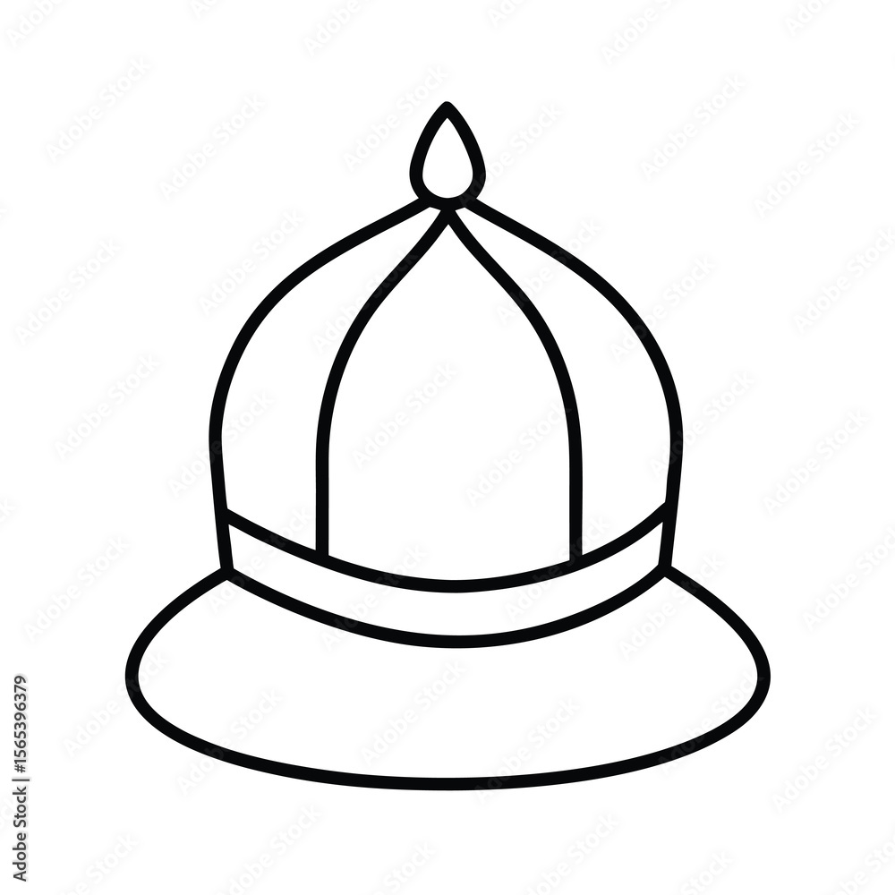 Naklejka premium islamic prayer hat line art vector drawing