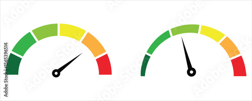 Dual Color-Coded Speedometer Vector – Progress and Performance Indicator Illustration