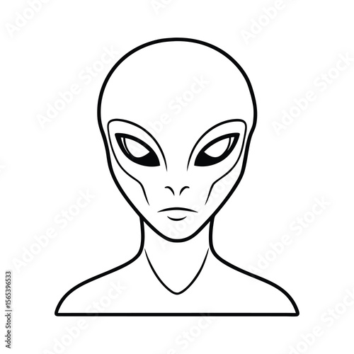 minimal alien vector in line art style