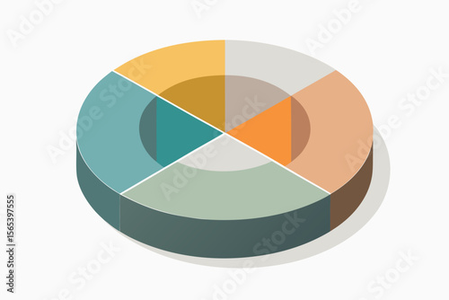 Abstract 3d pie chart illustration showcasing data visualization and business insights presented in a minimalist design.