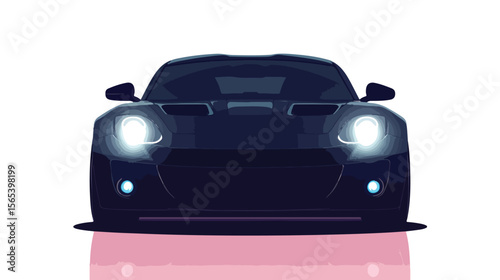 Flat Vector Silhouette of Front View Car Transportation