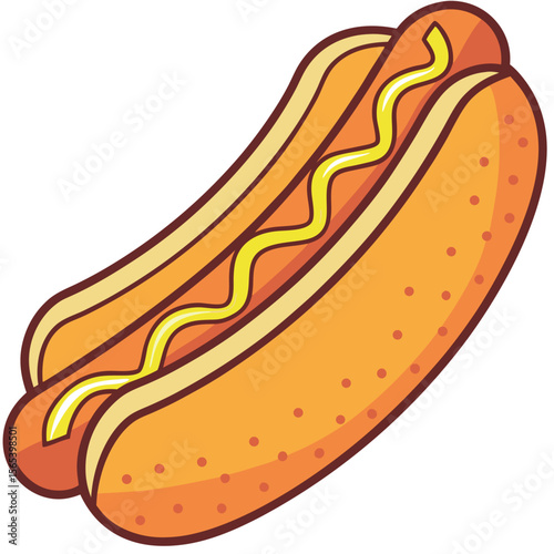 A delicious hot dog with mustard isolated on white background