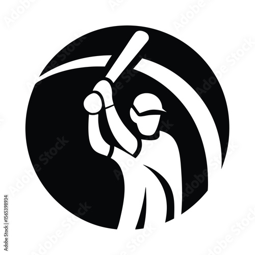 cricket batsman with bat and century shot pose.