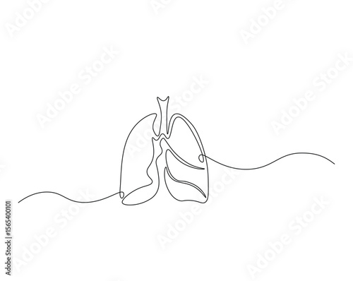 Lungs organ outline illustration. Continuous line drawing of human lungs. Health concept.