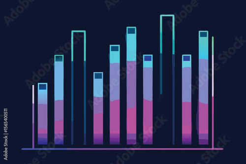 Abstract gradient column chart data visualization showing financial growth and statistical analysis