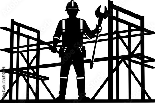 Construction Worker Silhouette Safety, Strength, and Building