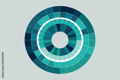 Abstract teal and turquoise color palette wheel design for designers and creative visual professionals