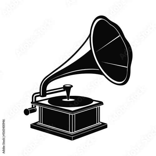 old gramophone isolated on white