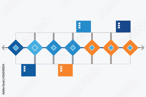Abstract visualization of a business process flow with interconnected stages and directions shown