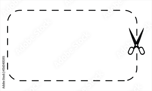 Cut-Out Coupon Vector with Scissors and Dashed Border – Promotional Discount Concept