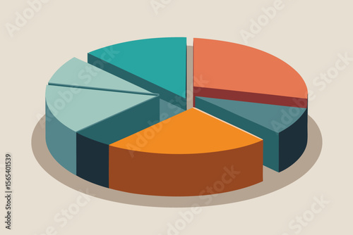 Colorful 3d pie chart illustrating data analysis and business statistics for reports and presentations