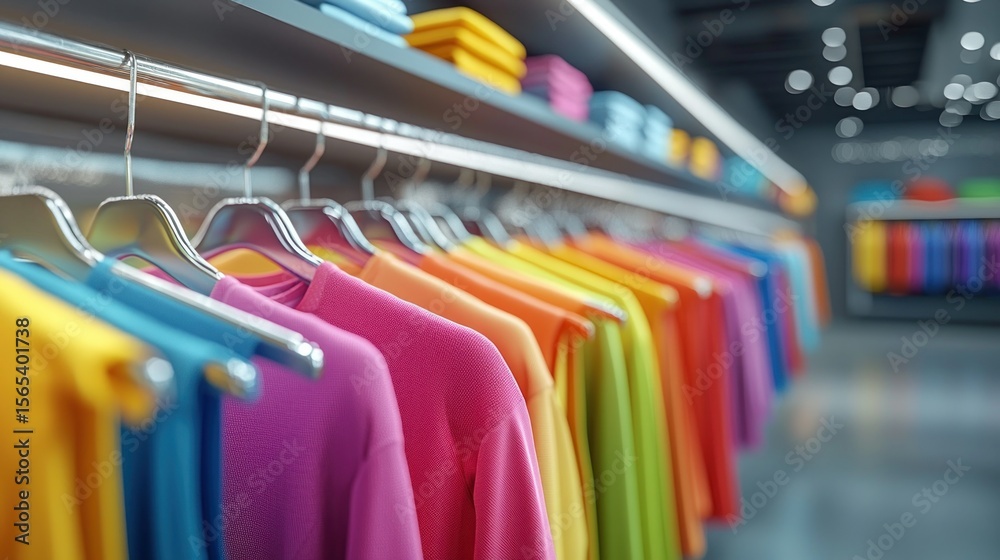 Fototapeta premium Colorful clothing racks in a modern retail store