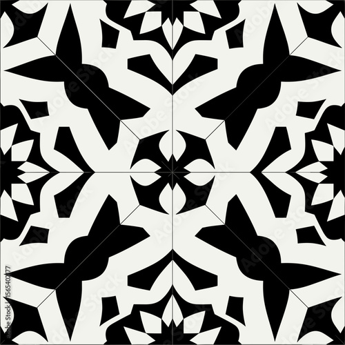 Matte White and Black Moroccan Tile – Modern Vector Relief