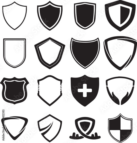 Shield Icon Collection A Diverse Set of Protective Emblems Representing Security Defense and Guarding with Varied Design Elements