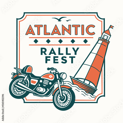 Vintage motorcycle vector illustration with auto and truck transport symbols for poster design