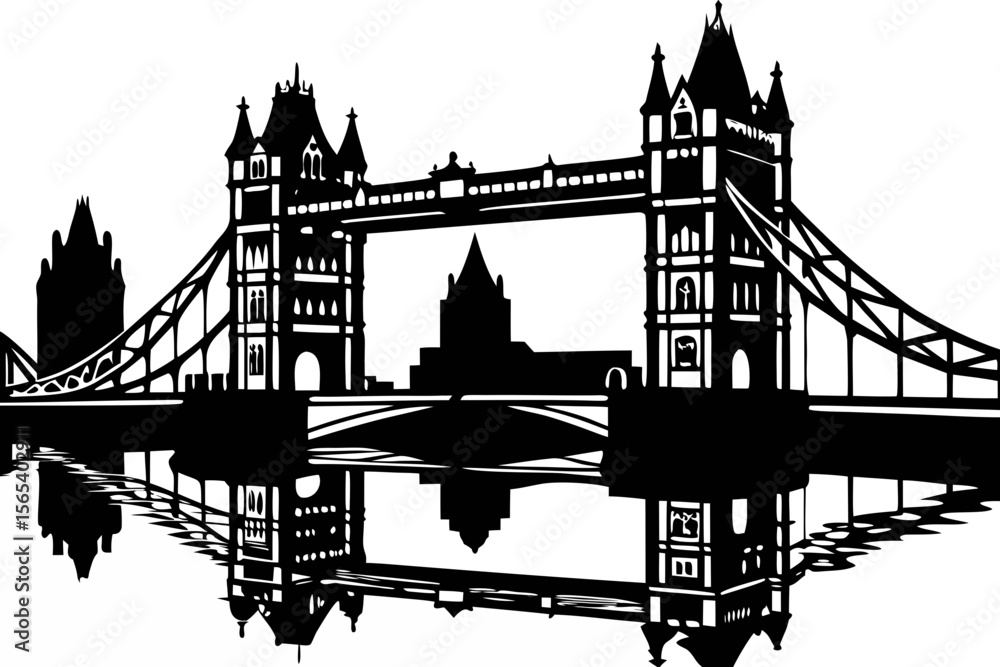 Obraz premium Iconic Tower Bridge Silhouette London Landmark in Black and White