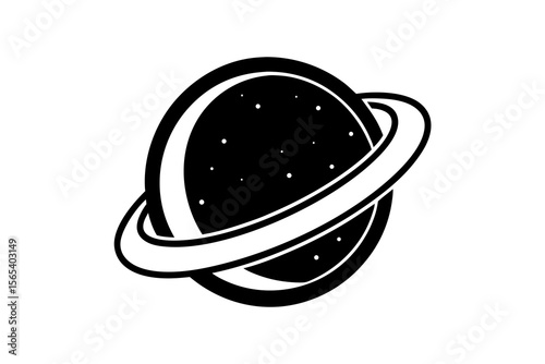 Minimal Planet Ring Silhouette – Space Graphic Vector for Cosmic Designs