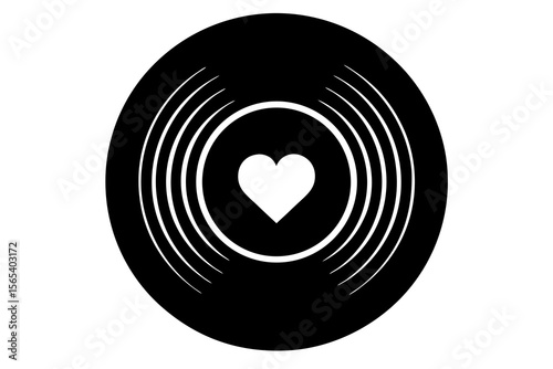 Heart Groove Record Silhouette – Love Music Vinyl Art for Crafts & Decor