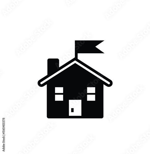 House symbol icon vector in black color with white background.