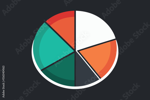 Colorful modern pie chart illustration representing statistical data and visualizing proportions of various categories