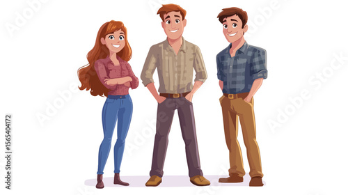 Young Happy Family Cartoon Illustration