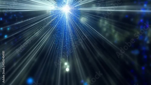 Ai generated image of a vibrant burst of blue glitter sparkles against a dark background, creating a magical and energetic atmosphere