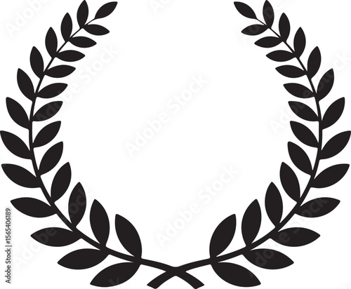 Elegant gold laurel wreath vector illustration for award and victory designs