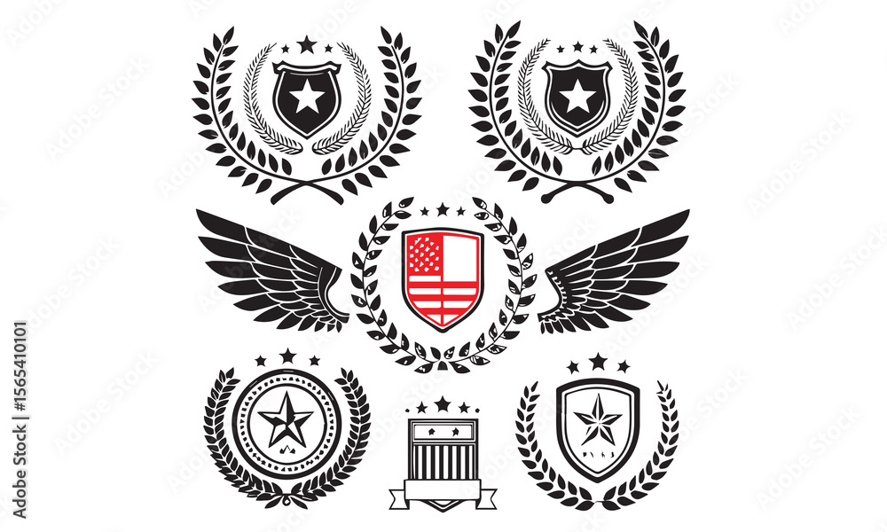 Fototapeta premium Royal Badge & Ribbon Crest Icons