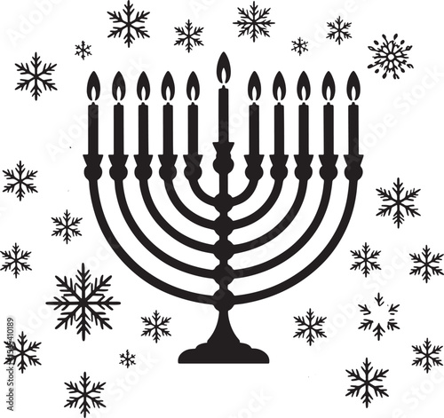 vector illustration of a menorah