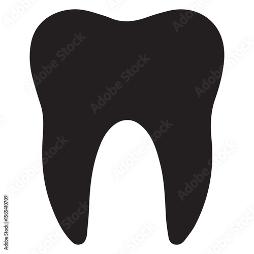 A black tooth is isolated on white background