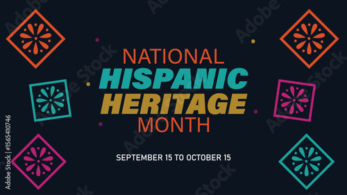 National Hispanic heritage month banner Hispanic Americans culture, tradition heritage festival