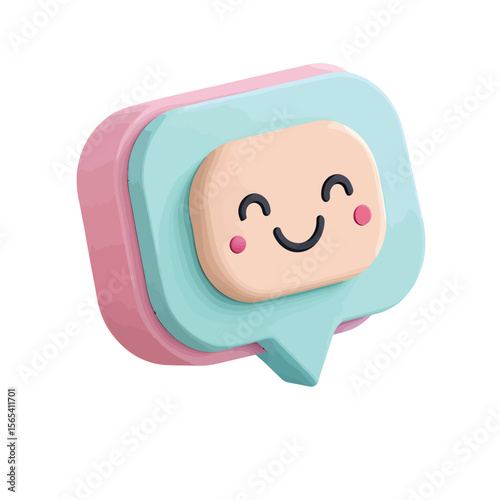 Happy cartoon character with speech bubble smiling vector illustration